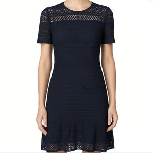 Elie Tahari Navy Crochet Lace Midi Dress